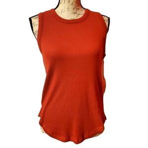 PJ Salvage Ladies Super Soft Ribbed Tank In Brick - Size Medium